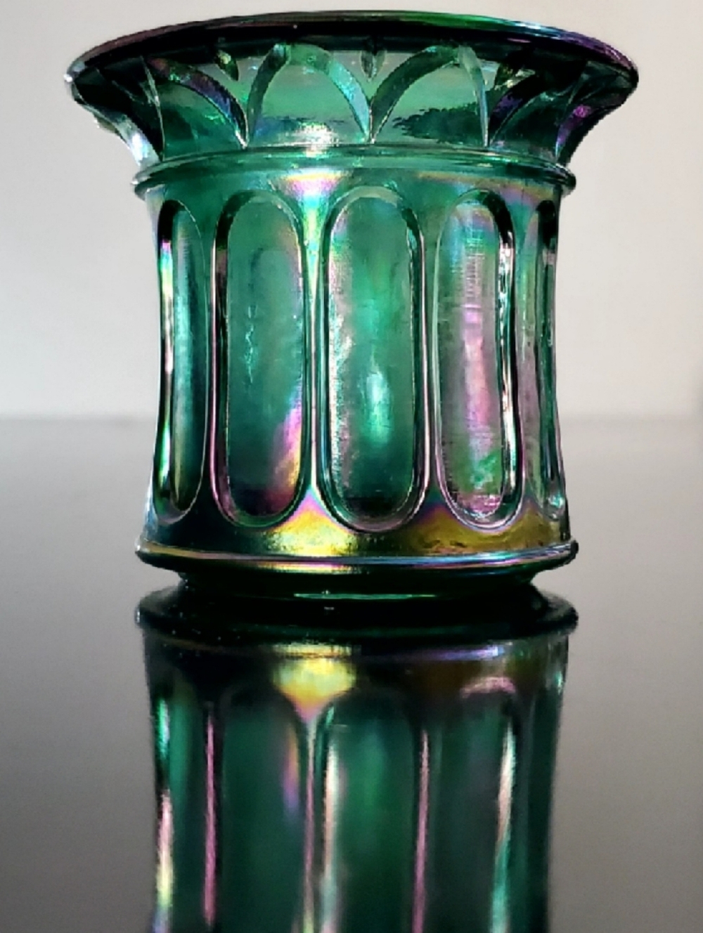 Fenton 1998 Green Carnival Glass Votive Candle Holder - Picture 4 of 13